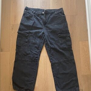 Distressed Wide Leg Black Cargo/Painters pant